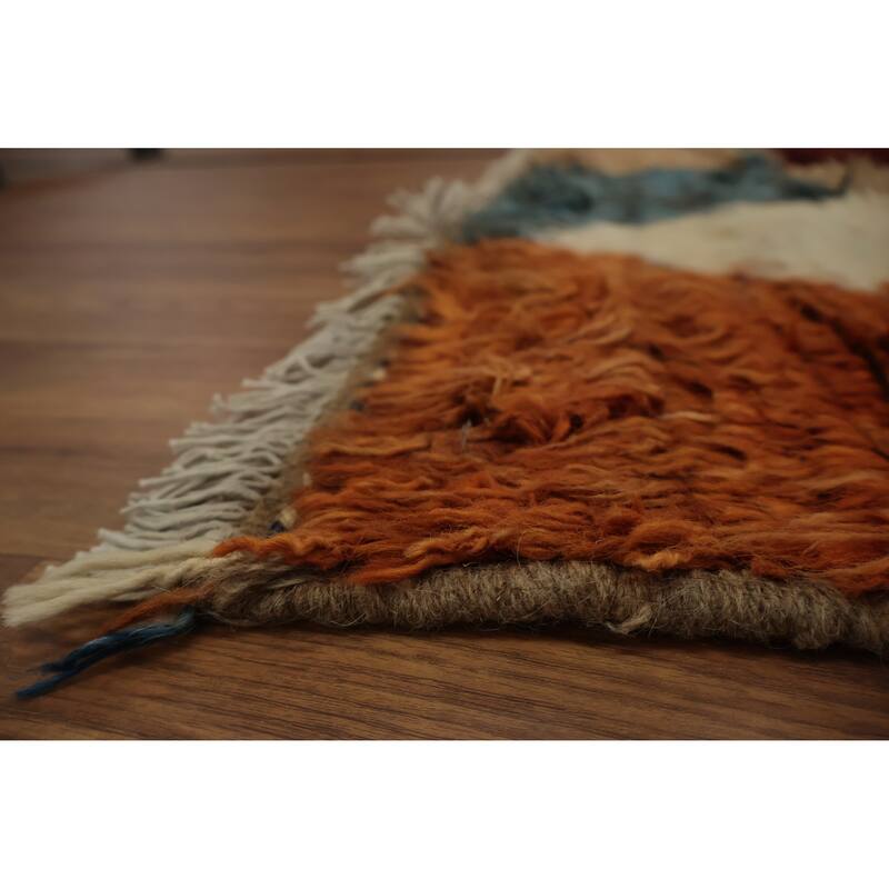 Hand Knotted Oriental 100% Wool Carpet Modern Geometric Multi-Colored Moroccan Area Rug - 9' 11'' X 6' 7''