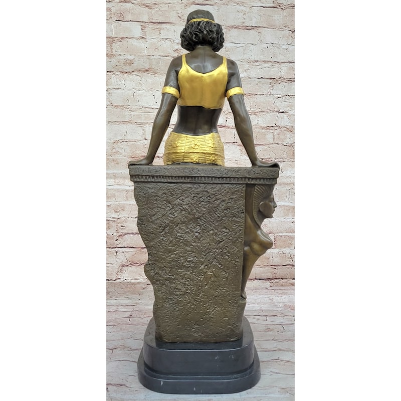 Art Deco Bronze Egyptian Girl Cleopatra Figure Sculpture Statue Original Art By Milo