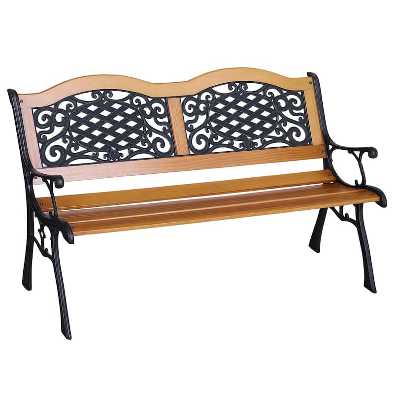 GDFStudio - Rowan Classic Outdoor Garden Bench with Timeless Park-Style Comfort and Supportive Design - Garden Bench