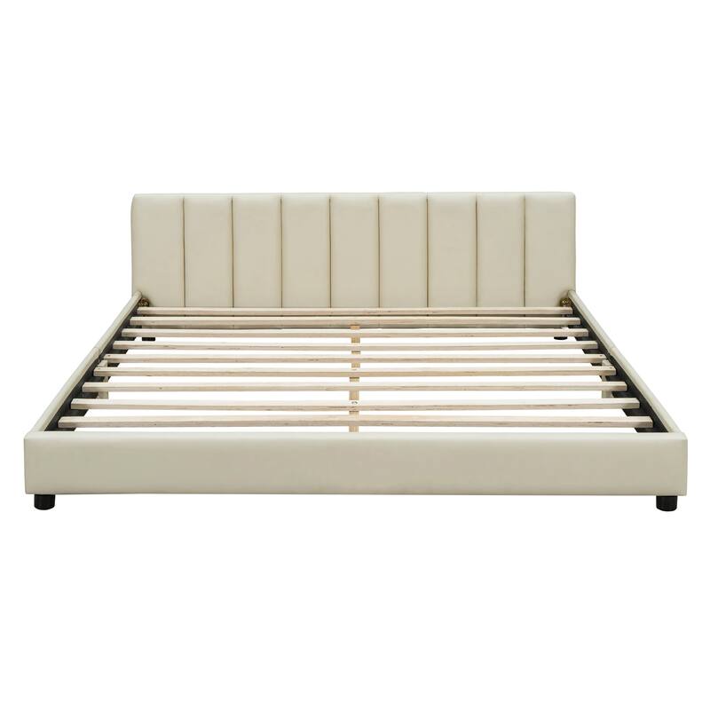 Queen Size & Twin XL Size Upholstered Platform Bed, Mother & Child Bed, PU Leather