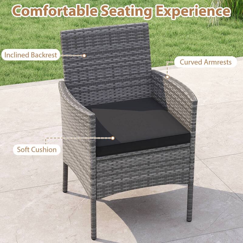 Costway 5 Pieces PE Wicker Patio Dining Set with Cushions and 1.97" - See Details