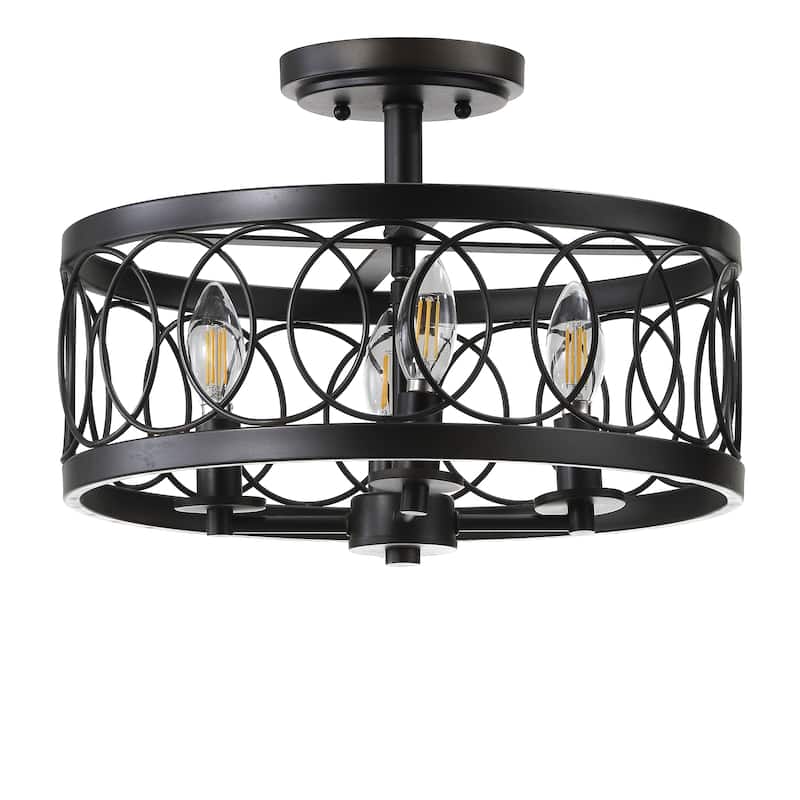Soka 15.5" Metal LED Semi-Flush Mount, Oil Rubbed Bronze by JONATHAN Y