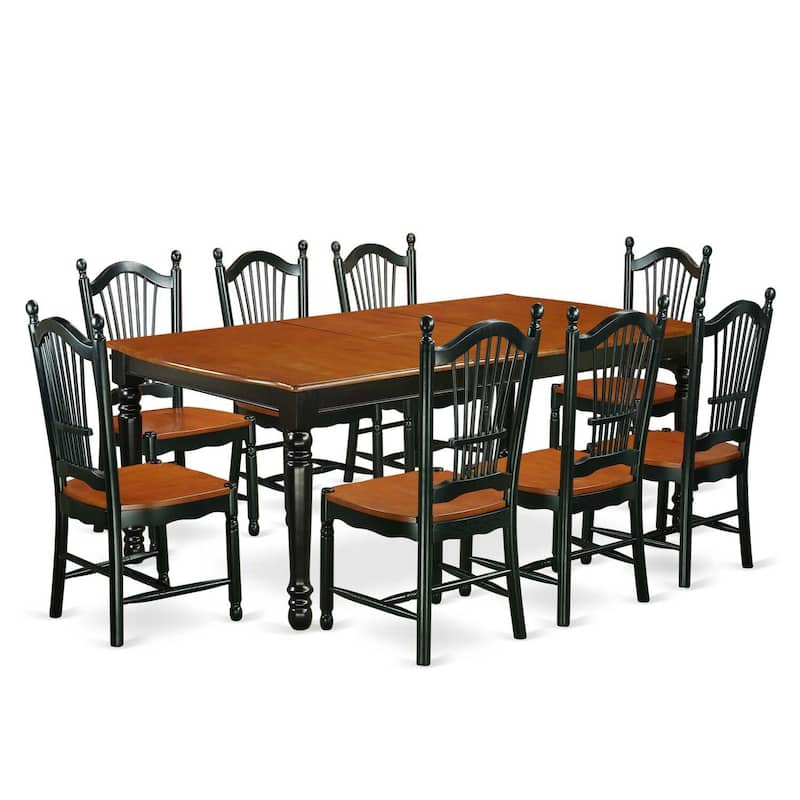 Kitchen Table Set 9 Piece Dining Room Set with Chairs Antique Black Cherry Finish