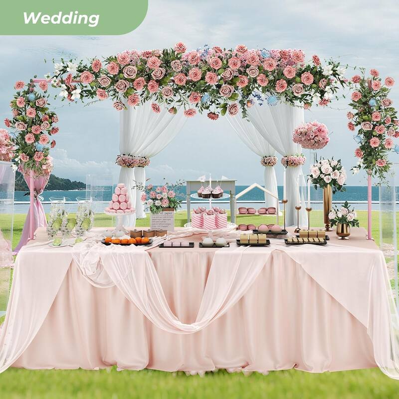 Walensee Over The Table Rod Stand with Clamps Adjustable 28"-43.5" Tall Table Arch Hanging for Wedding Party Decorations