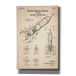 Epic Graffiti 'Rocket Ship Blueprint Patent Parchment' Canvas Wall Art ...