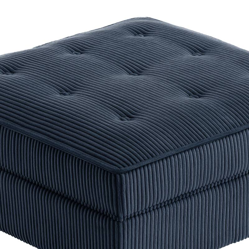 31.78" W Oversized Square Upholstered Storage Ottoman with Wooden Tray