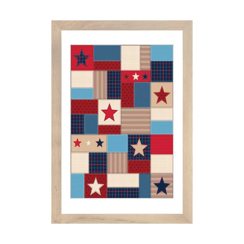 iCanvas "Americana Patriotic Patches I" by Gail Veillette - Natural - 24x16x1