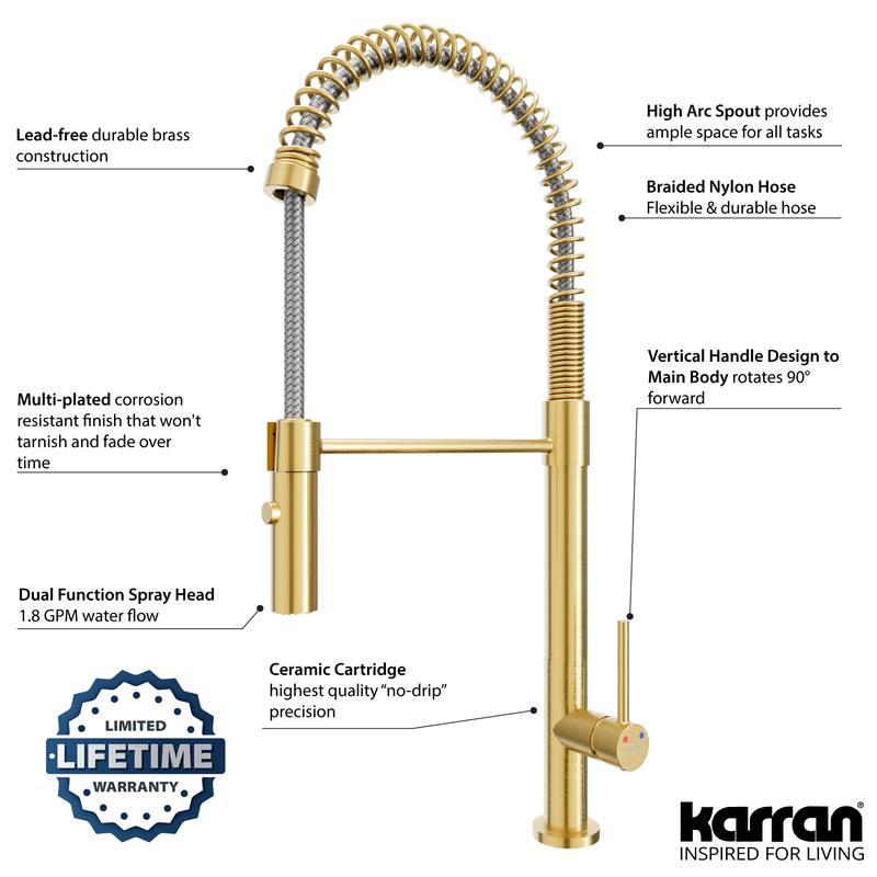 Karran USA KKF220 Bluffton 1.8 GPM Single Hole Kitchen Faucet