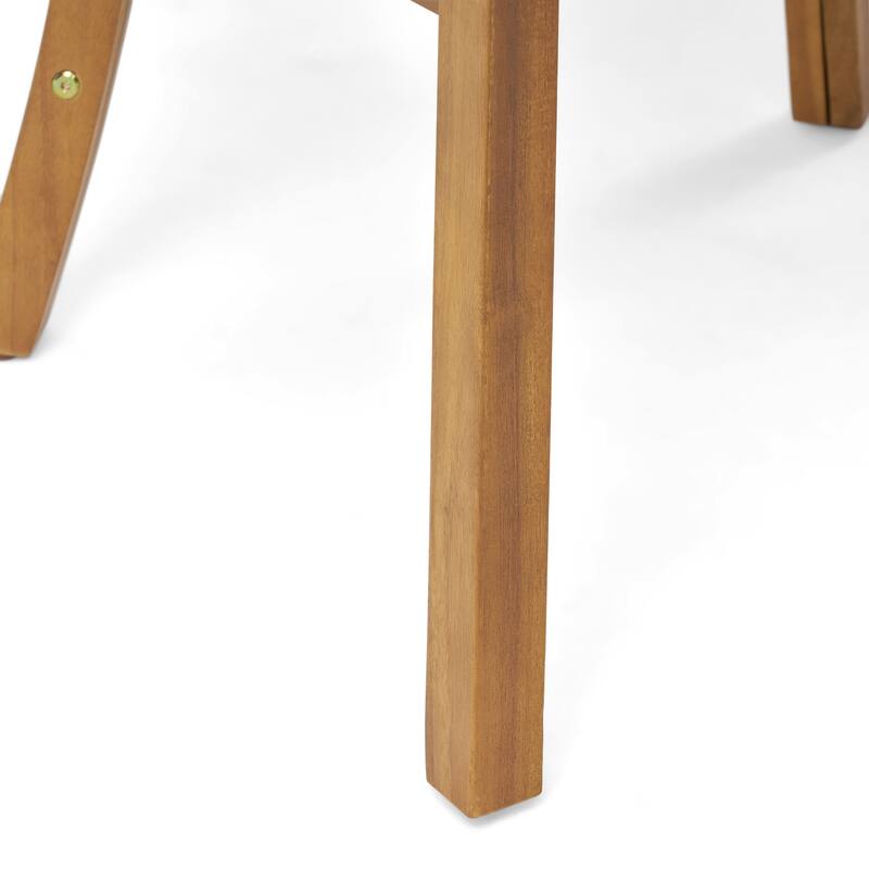 Christopher Knight Home - 7-Piece Outdoor Acacia Dining Set with Curved Back Armchairs, Slat Table & Water-Resistant Cushion