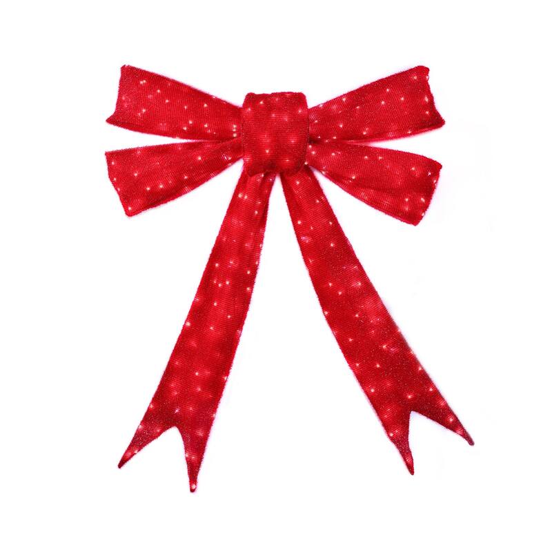 LED Lighted Bow Christmas Outdoor Wall Decoration - 82.75" - Red