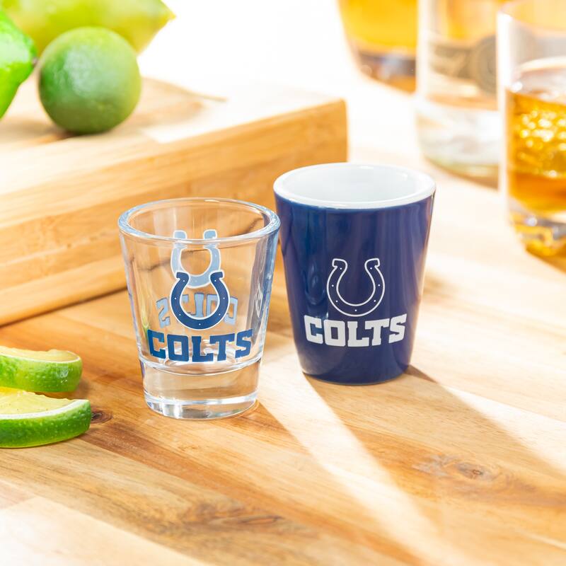 4-Piece Ceramic and Glass 2 oz. Shot Glass Set, Indianapolis Colts
