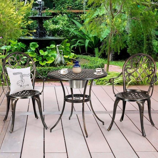 Shop Costway 3pcs Outdoor Set Cast Aluminum Patio Bistro Attached
