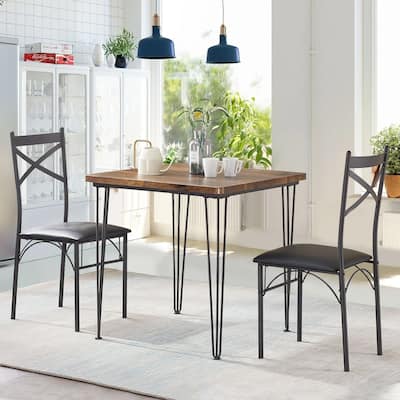 Kitchen Dining Room Table Set with 2 Chairs for Small Space, Apartment,Metal Steel Frame