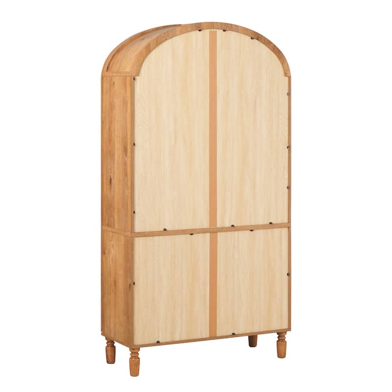 Walker Edison Modern Arched MDF Bookshelf Cabinet with Tall Glass Doors