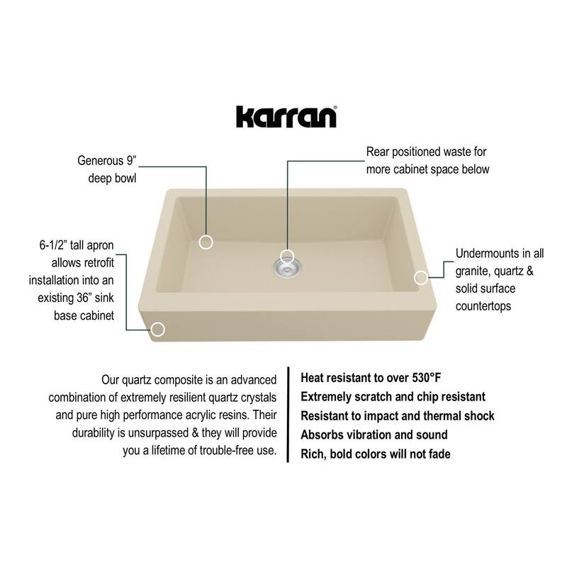 Karran Retrofit Apron Quartz Single Bowl Kitchen Sink