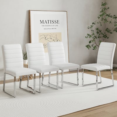 4PCS Iron Frame PU Dining Chairs