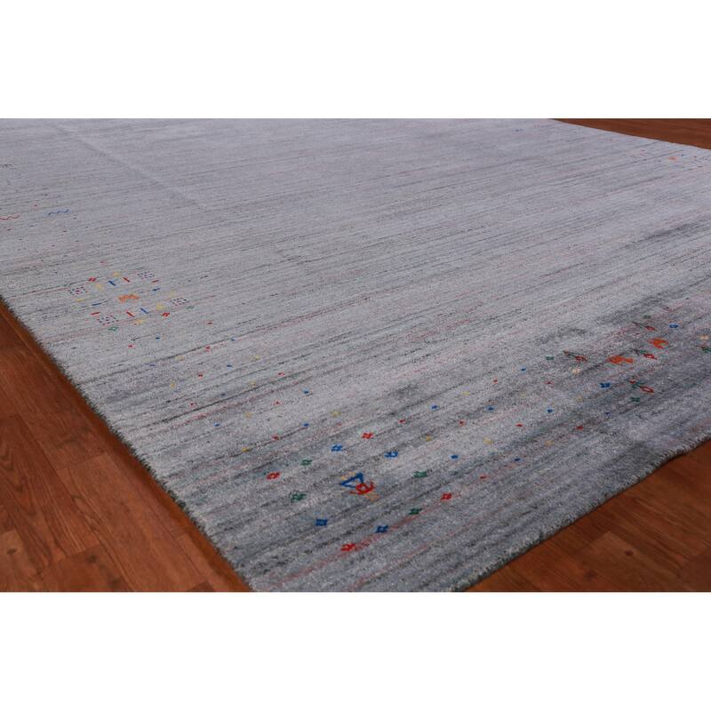Hand Knotted Oriental 100% Wool Carpet Tribal Tribal Greys & Charcoal Gabbeh Area Rug - 11' 11'' X 8' 10''