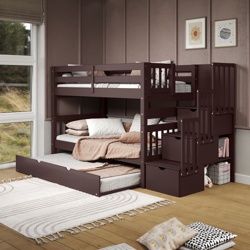 Taylor & Olive Trillium Twin over Twin Stairway Bunk Bed, Twin Trundle