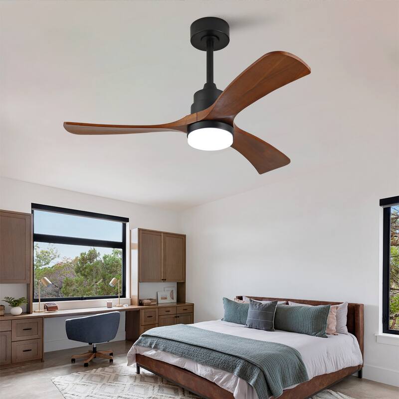 42 Inch Ceiling Fans with Lights and Remote, Outdoor Ceiling Fan for Patios with Light 3 Blades Modern Ceiling Fan - Black