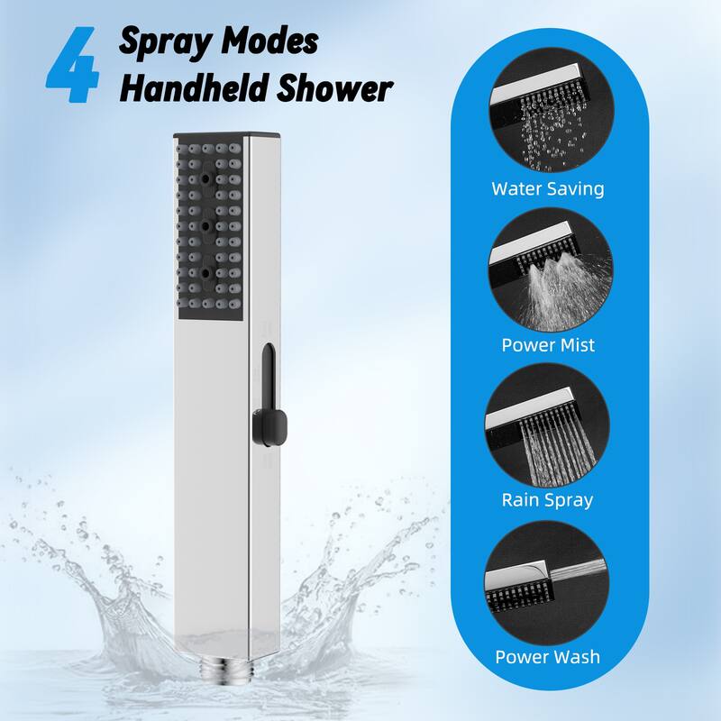 10" All Metal High Pressure Rain Shower with 4-spray Handheld Shower
