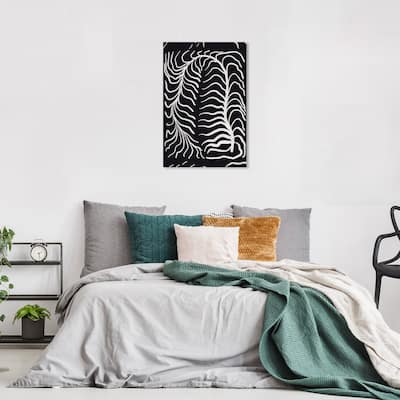 Wynwood Studio Canvas Abstract Lineal Closeup Leaves Black and Modern & Contemporary Wall Art Canvas Print
