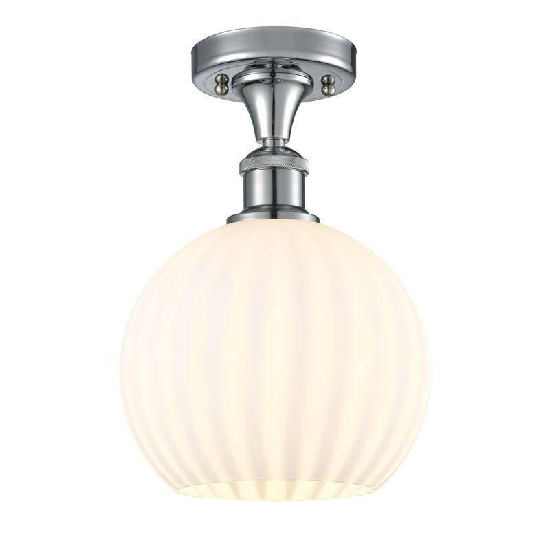 Innovations Lighting 516-1C-12-8 White Venetian Semi-Flush White - Polished Chrome