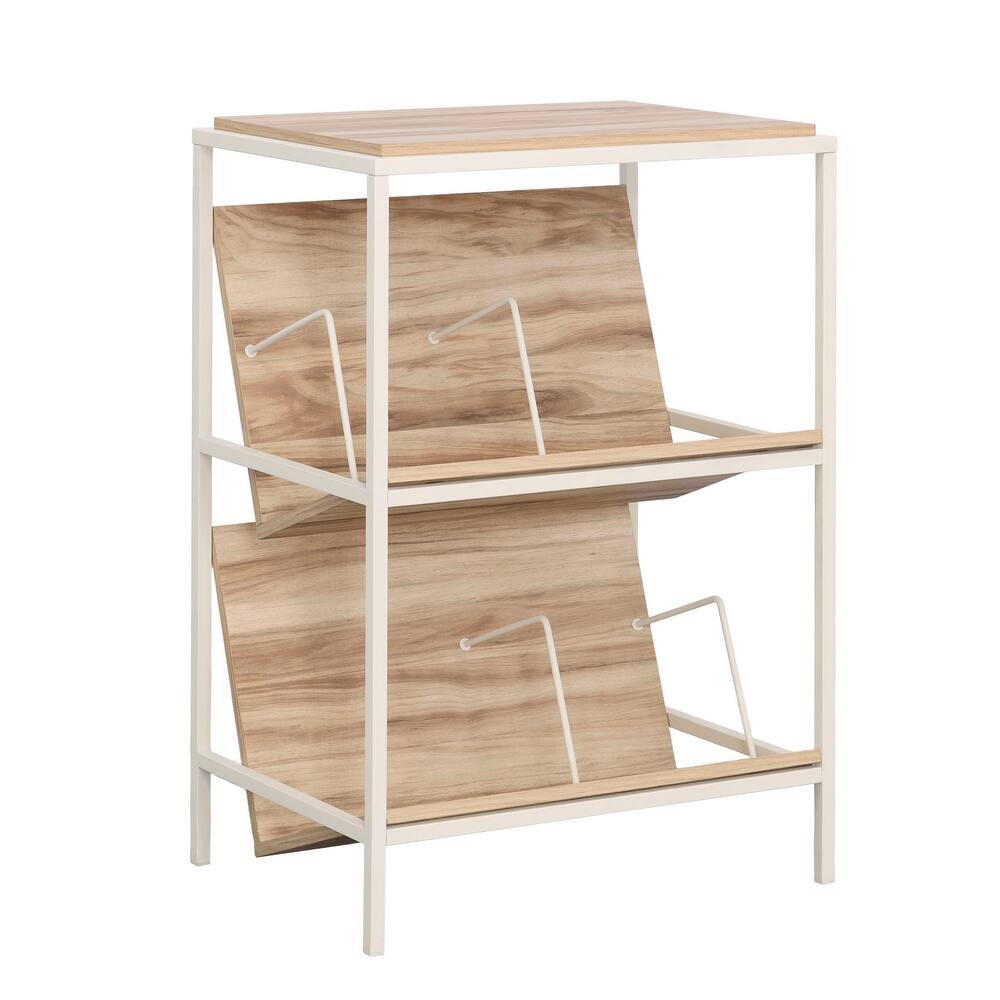 Wood Accent Storage with Tilted Shelves - 25.12" W x 18.50" D x 36.81" H