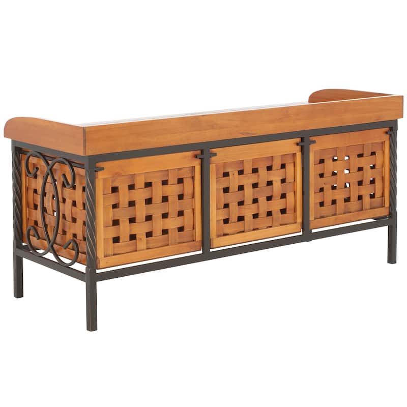SAFAVIEH Toshie Honey Oak Storage Bench - 42.5" x 15.5" x 20" - 43Wx16Dx20H