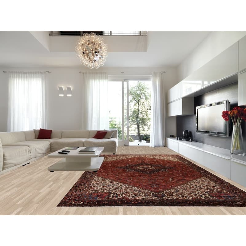 Vegetable Dye Palace Size Heriz Persian Area Rug Handmade Wool Carpet - 10'3" x 18'5"