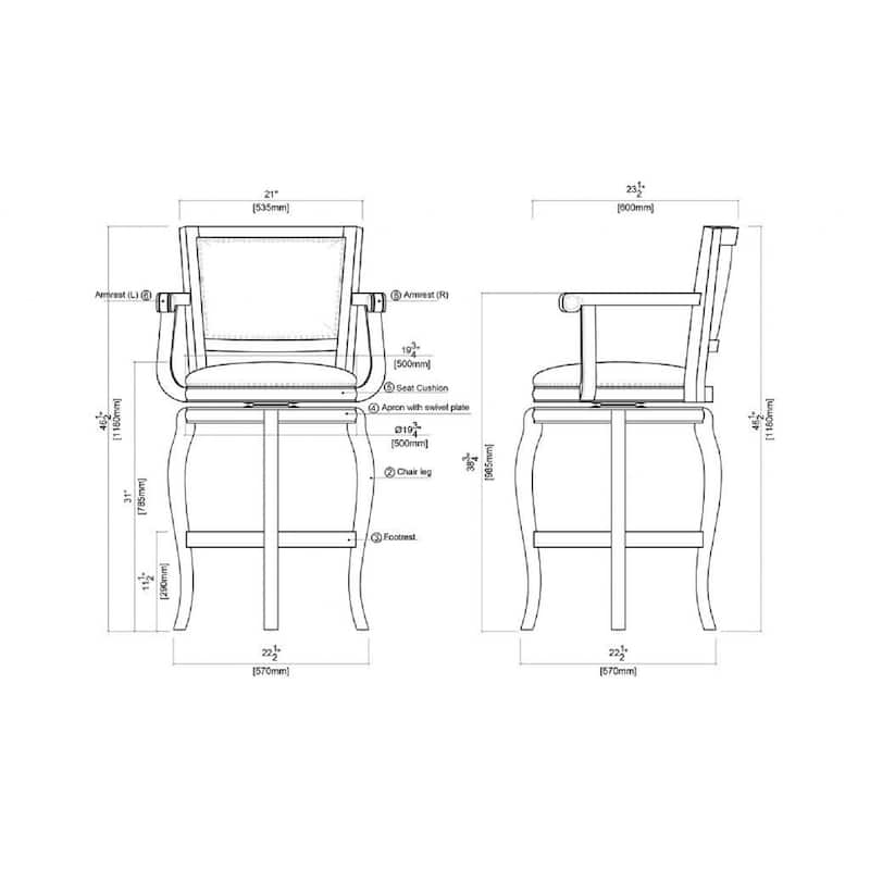Boraam Jones Wood Swivel Bar Stool