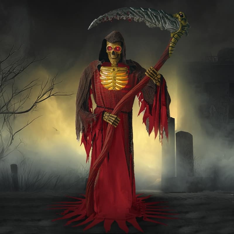 7ft Animated Grim Reaper Holding Giant Scythe