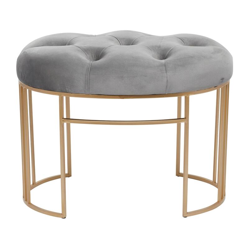 Metal Bench with Velvet Seat - Black, Gray or Gold- Roche River Decor