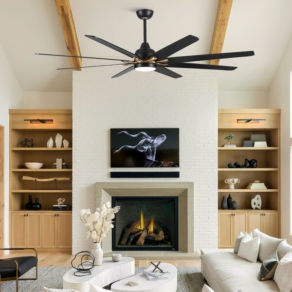 YUHAO 84 In. Indoor/Outdoor Modern Industrial Large Windmill Aluminum Blade  Ceiling Fans With Lights, Quiet DC Motor and Remote - On Sale - Bed Bath &  Beyond - 37991233