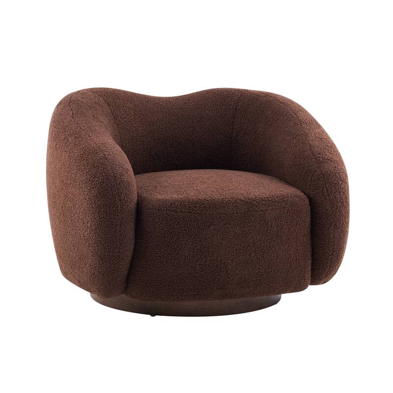 Christopher Knight Home - Aradia Contemporary Boucle Upholstered 360° Swivel Club Chair with Curved Backrest & Wooden Base