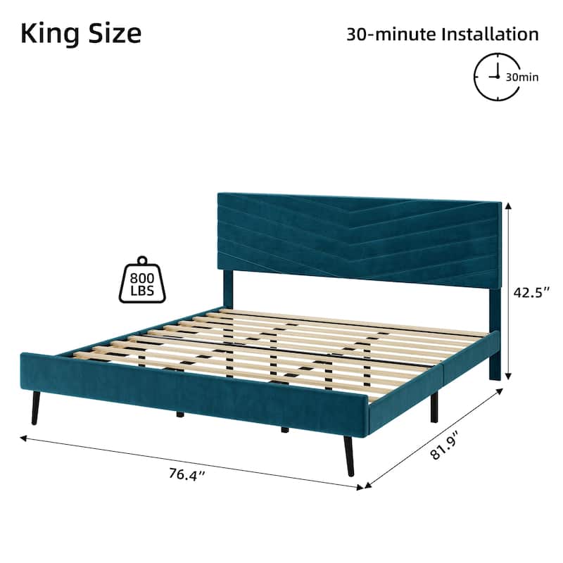 Bed Frame with Adjustable Headboard
