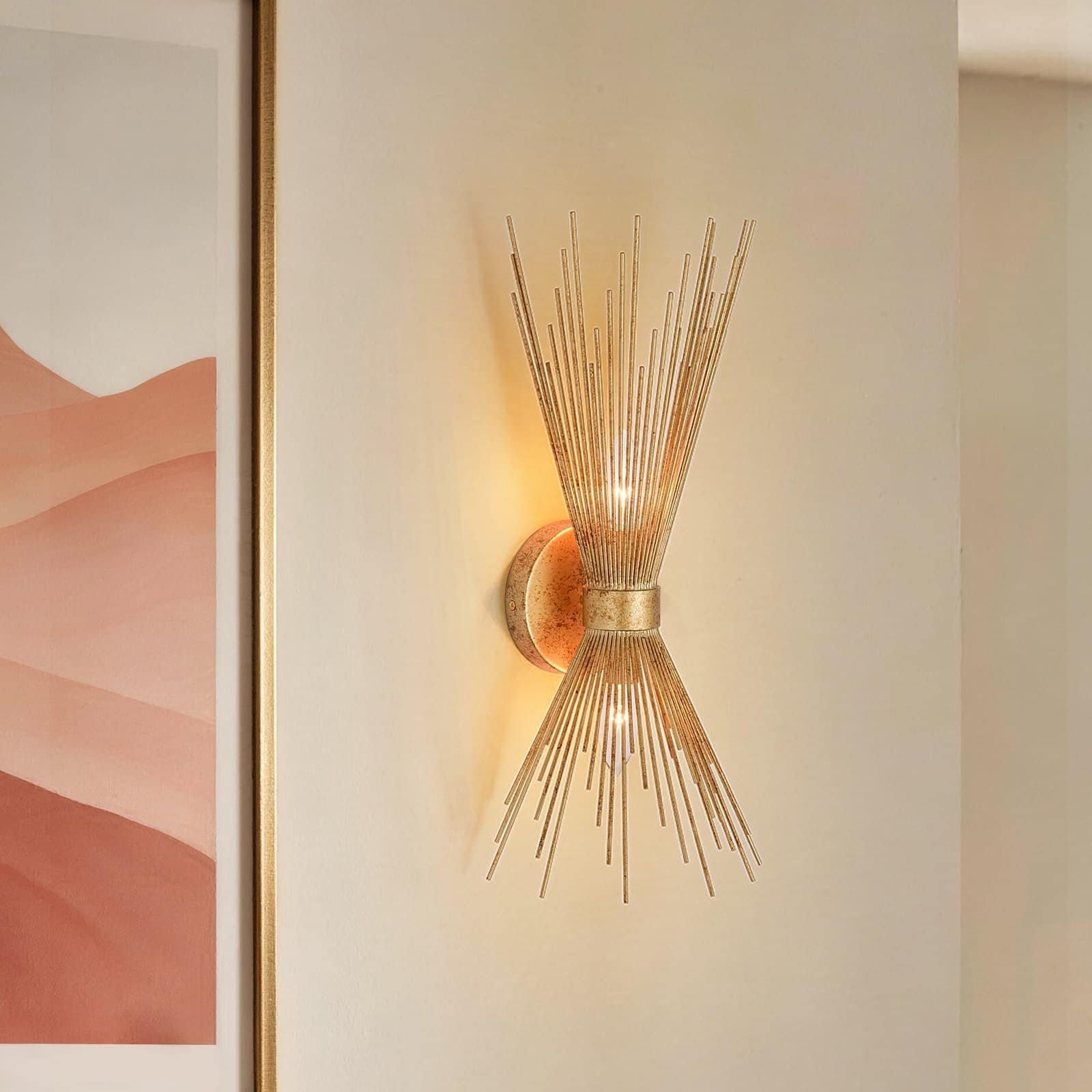 Starburst Rug Gold Modern 2-Light Gold Sputnik Wall Sconce, Antique Gold Starburst Wall ...