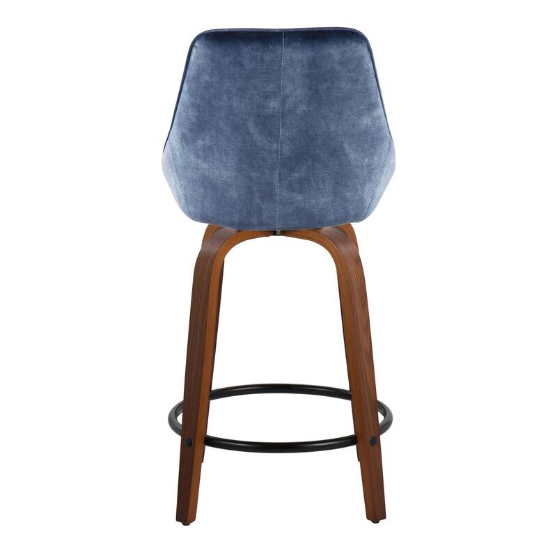 Carson Carrington Alba 24" Fixed-Height Upholstered Counter Stool with Bent Wood Legs & Round Footrest (Set of 2)
