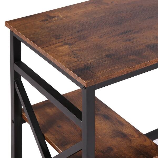 VECELO Home Office Computer Table LShaped Corner Table Wood and Metal