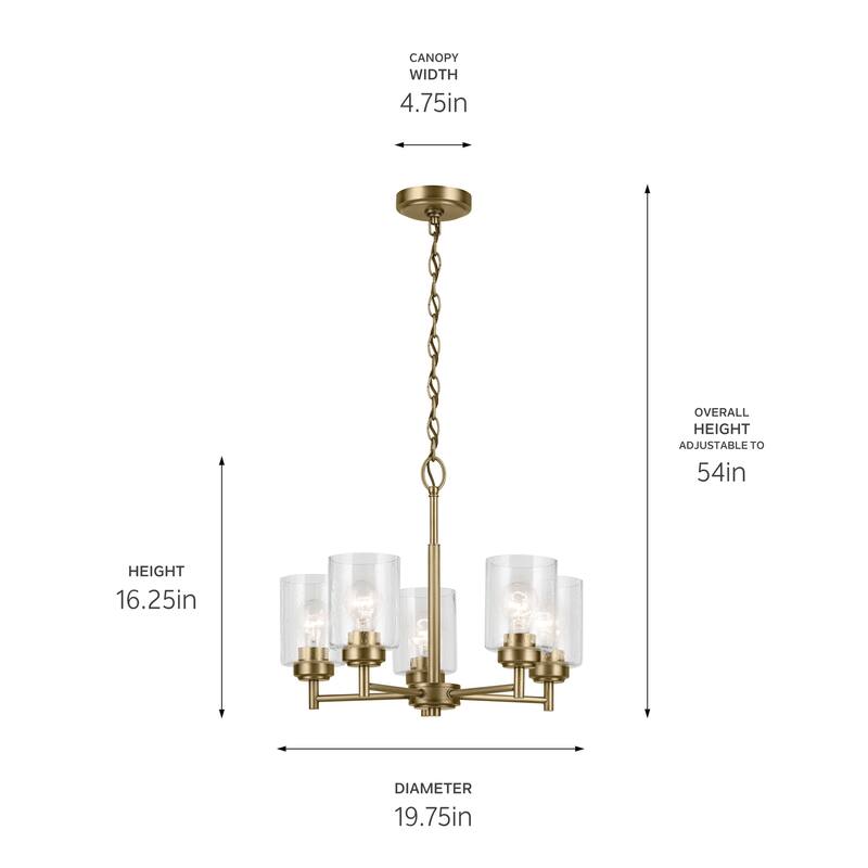 Kichler Lighting Winslow 19.75 in. 5-Light Natural Brass Chandelier - 19.75 in