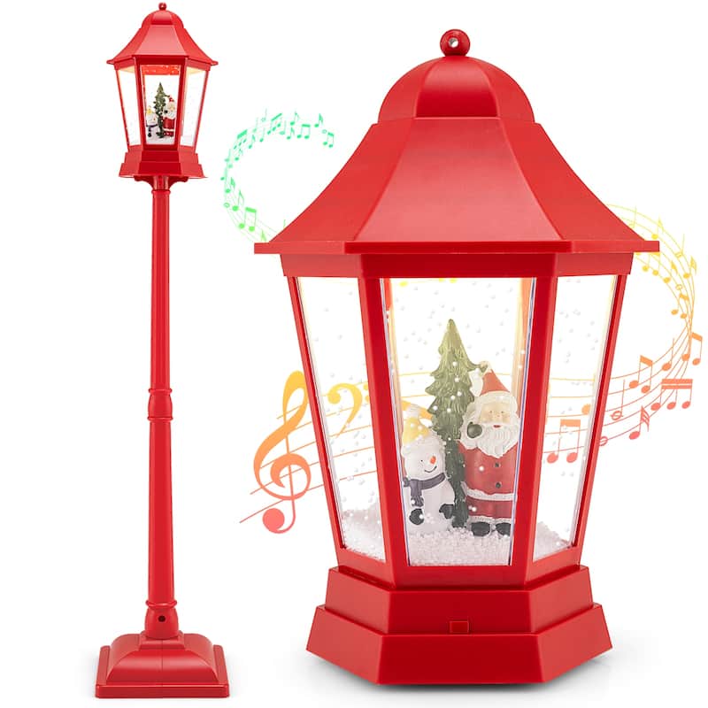 Gymax 5.3 Ft Musical Christmas Street Lamp w/ 8 Tunes 60 LED Lights - Red