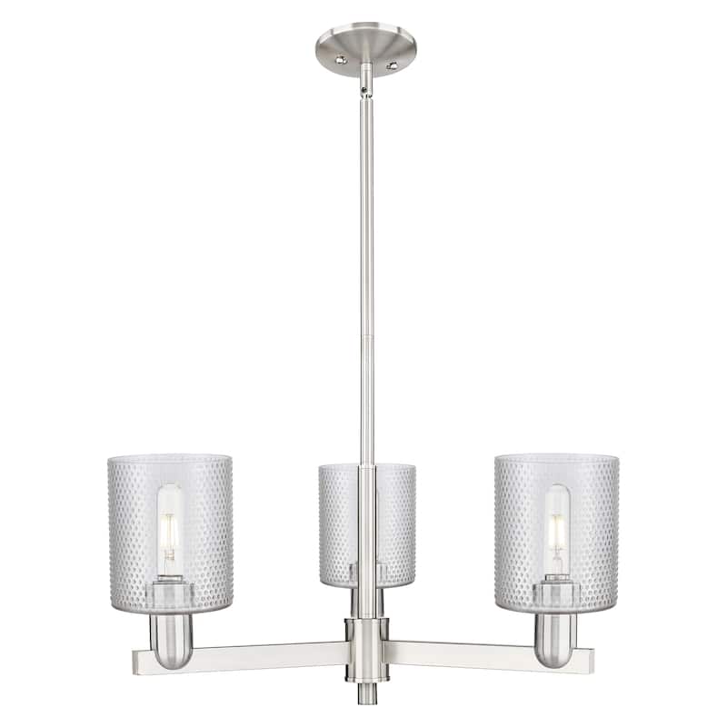 Innovations Lighting Endless Possibilities Arcadia - Cobbleskill - 3 Light 27" Stem Hung Chandelier - Clear/Satin Nickel