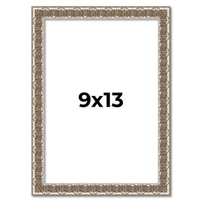 9x13 Frame Silver Versailles Ornate Solid Wood Picture Frame | 1 Inch