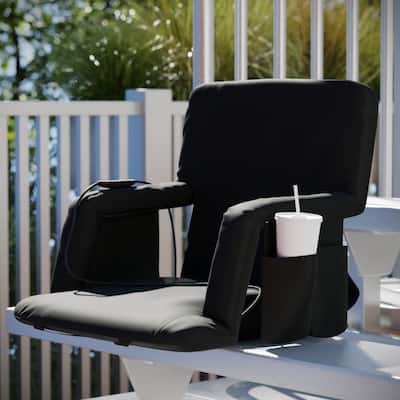 Foldable Reclining Stadium Chair with Backpack Straps-Heated Back and Seat