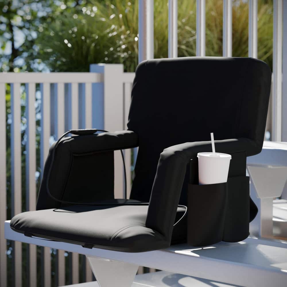 Foldable Reclining Stadium Chair with Backpack Straps-Heated Back and Seat