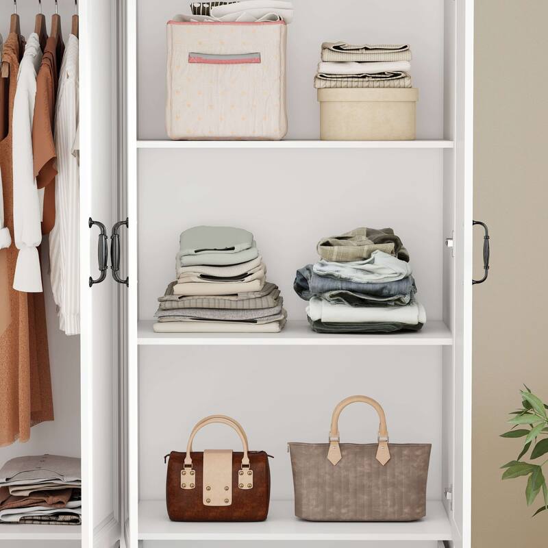 89" Large Wardrobe Armoire Closet High Cabinet Storage