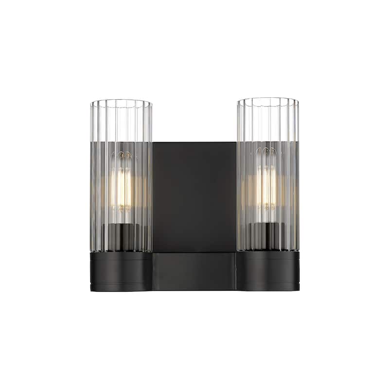 Innovations Lighting 429-2W-10-11 Empire Sconce Empire 2 Light 10" - Matte Black / Clear