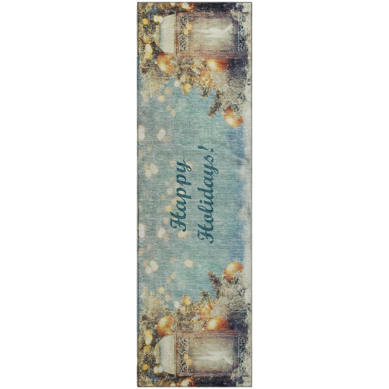 Premium Washable Super Soft Happy Holidays Mayfield Rug