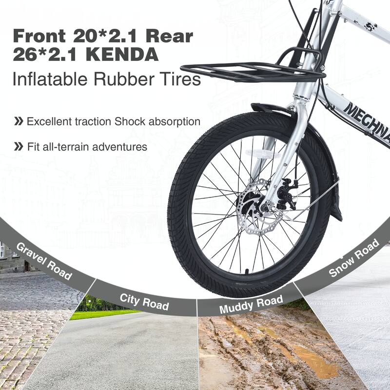 7 Speed, Aluminum Alloy Frame,26 Inch Bike,Cargo Bike,Silver