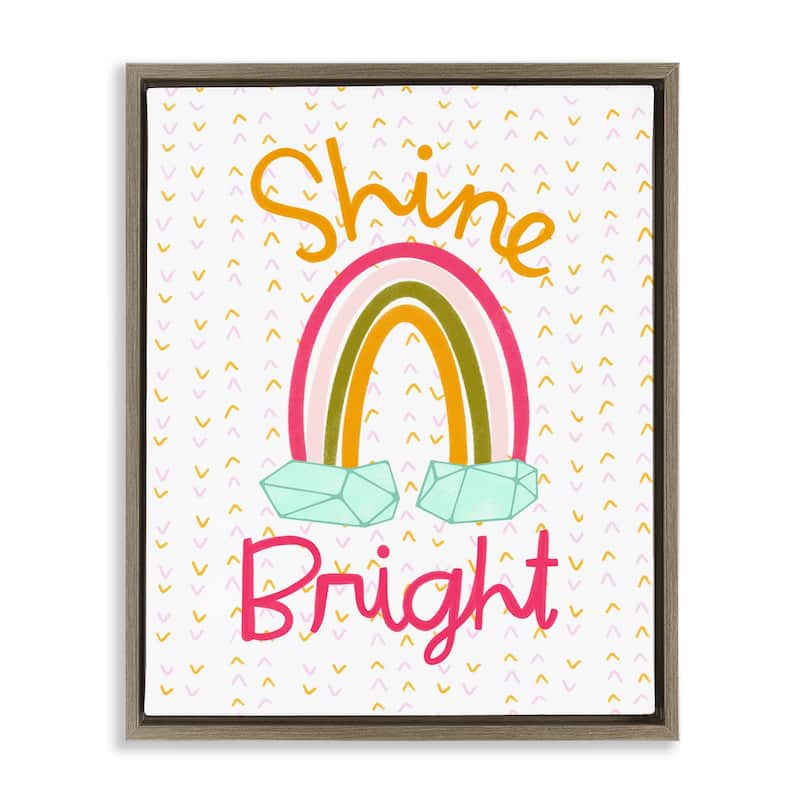 Stupell Shine Bright Geometric Rainbow Framed Floater Canvas Wall Art Design By Mandy Ford Art + Illustration - 17 x 21 - Brown