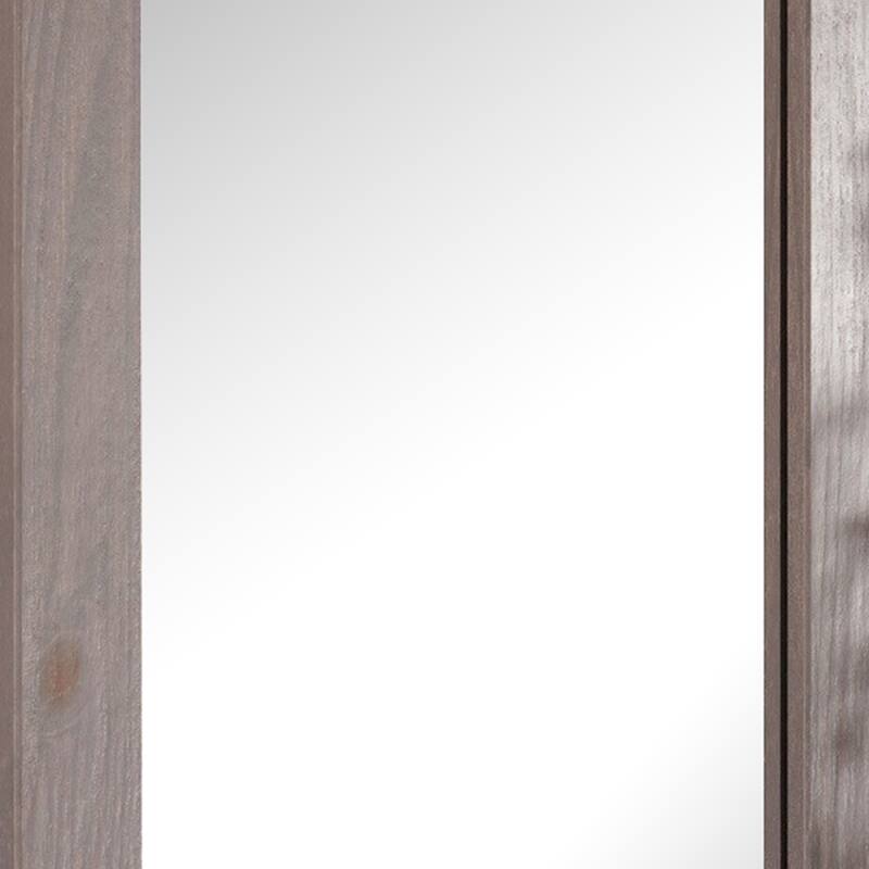 Stav 40 Inch Wall Mirror, Rustic White Solid Wood Rectangular Frame - Rustic White